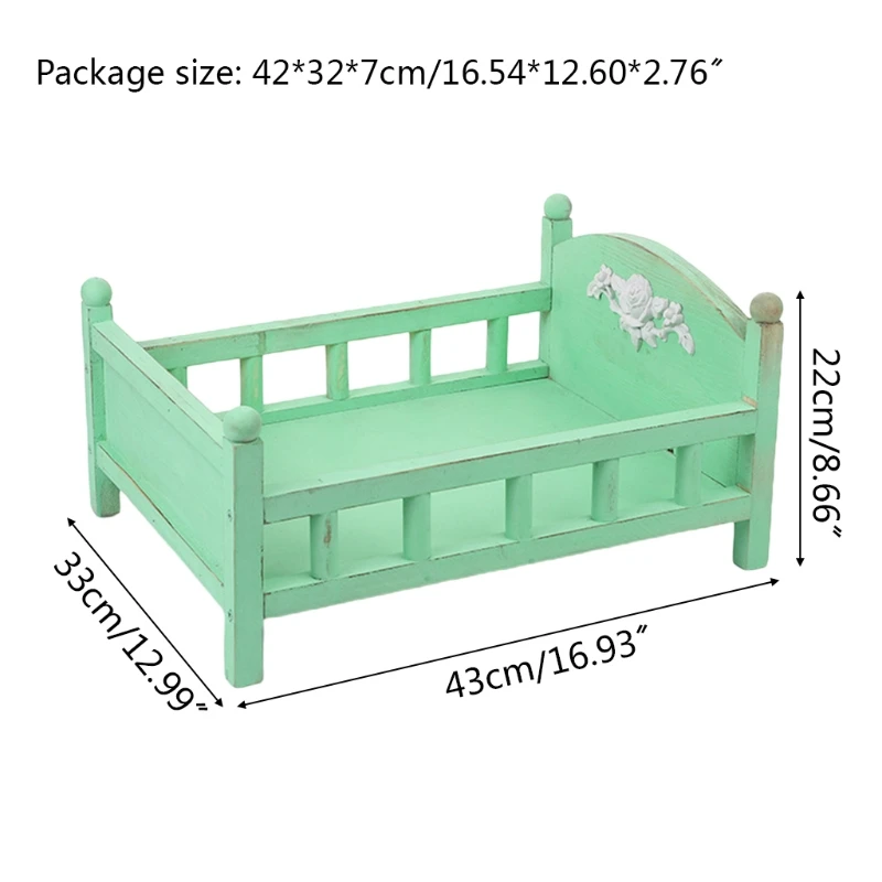 

50LE Newborn Posing Detachable Mini Retro Bed Baby Photo Shooting Props Wooden Crib