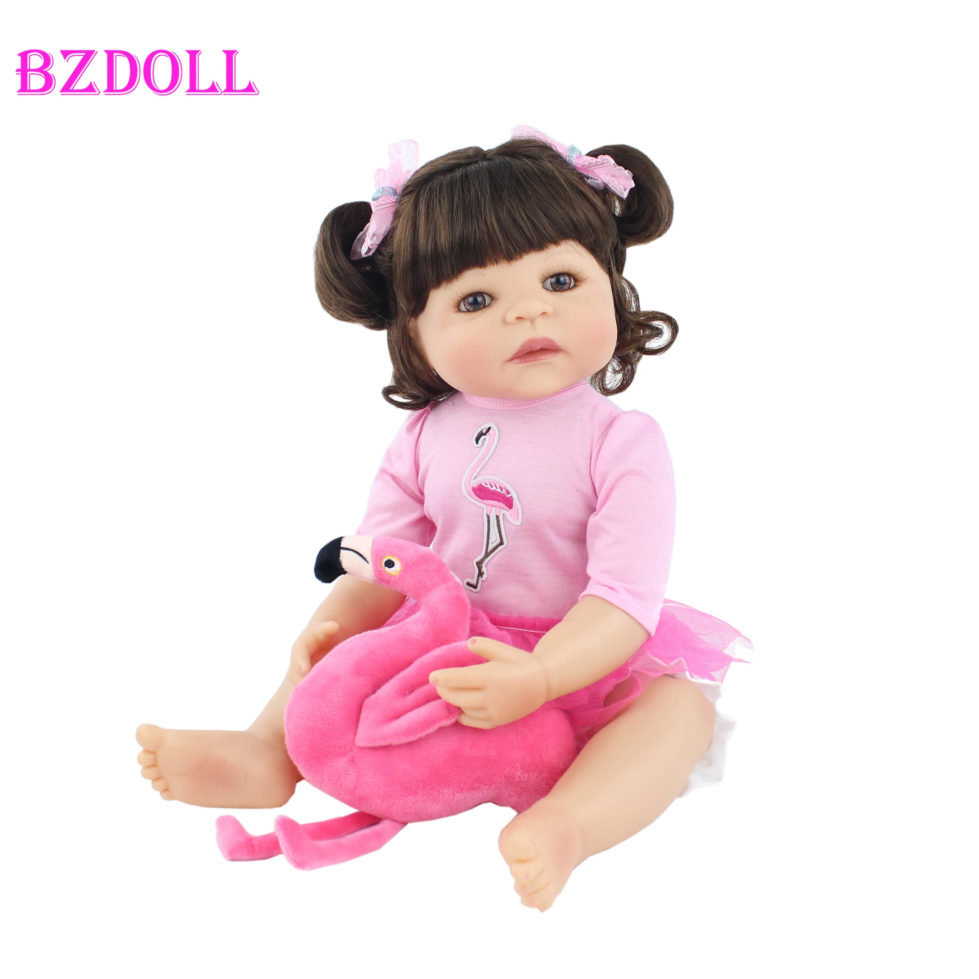 

55cm Full Silicone Reborn Doll Toy For Girl Newborn Pink Dress Princess Toddler Alive Babies Realistic Bebe Classic Boneca