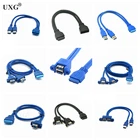 USB 3,0 материнская плата 20P двойной двухпортовый USB 3,0 штекер-гнездо винтовое крепление панель тип к материнской плате 20Pin удлинитель 0,5 м