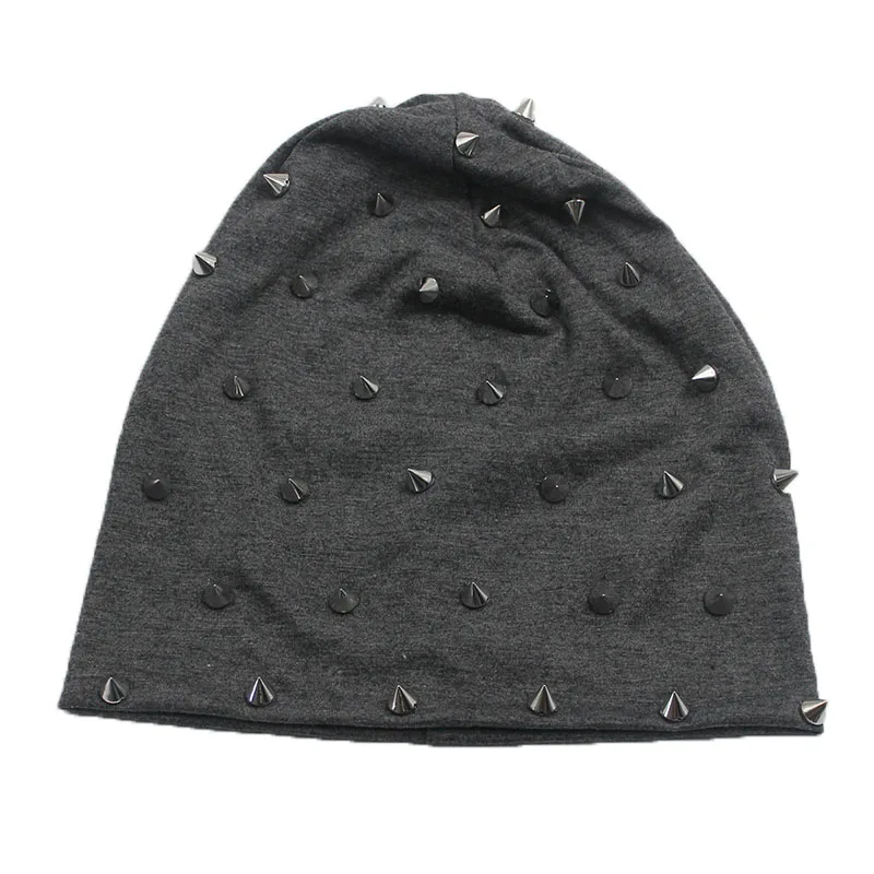 Новая мода хип-хоп осенние мужские шапочки Skullies заклепки Повседневная теплая шапка брендовые Серебристые красивые шапки капот распродажа