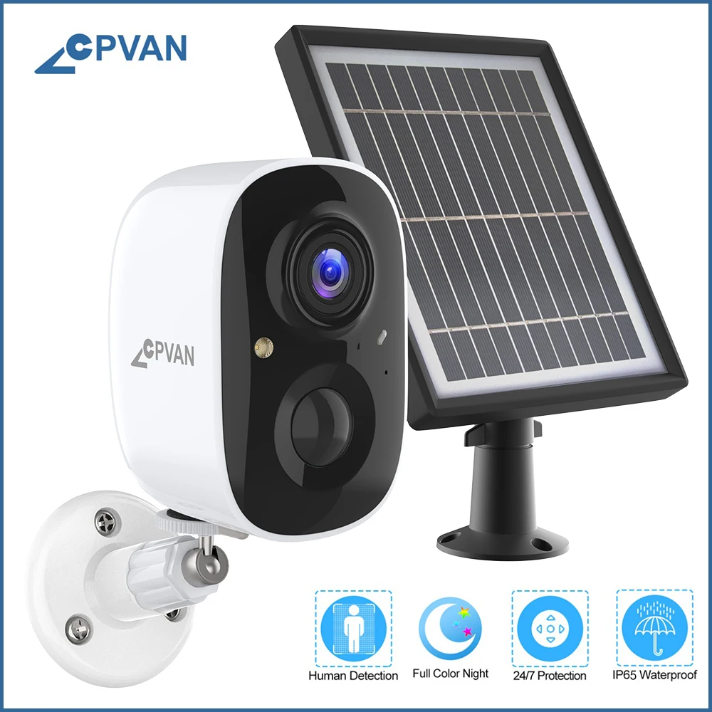 Наружная IP-камера CPVAN со встроенным аккумулятором 1080P беспроводная Солнечная
