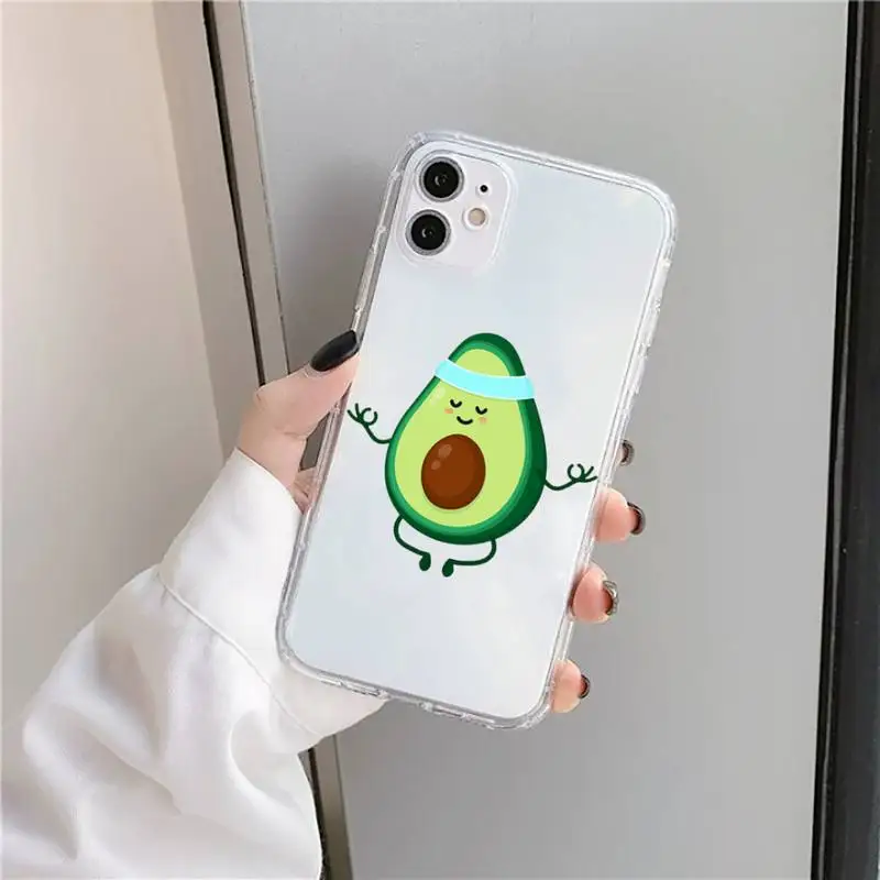 

Cute cartoon avocado Fitness fruit Phone Case Transparent for iPhone 11 12 mini pro XS MAX 8 7 6 6S Plus X 5S SE 2020 XR