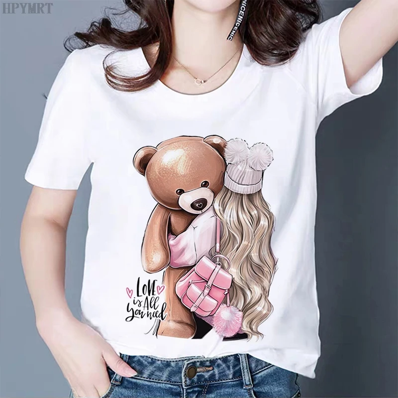 

Cartoon Sexy Girl Printed Tshirt Women Summer Short Sleeve T Shirt Beautiful Girl Harajuku Casual T-shirt Female Clothes Top Tee