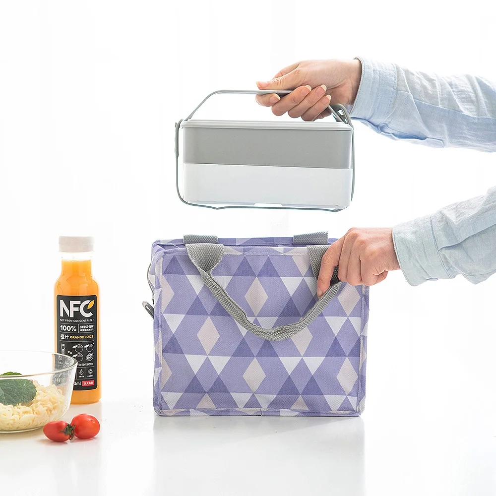 

Портативная коробка для бенто сумка для ланча из Оксфордской ткани утолщенная зимняя изоляционная Водонепроницаемая износостойкая ромбов...
