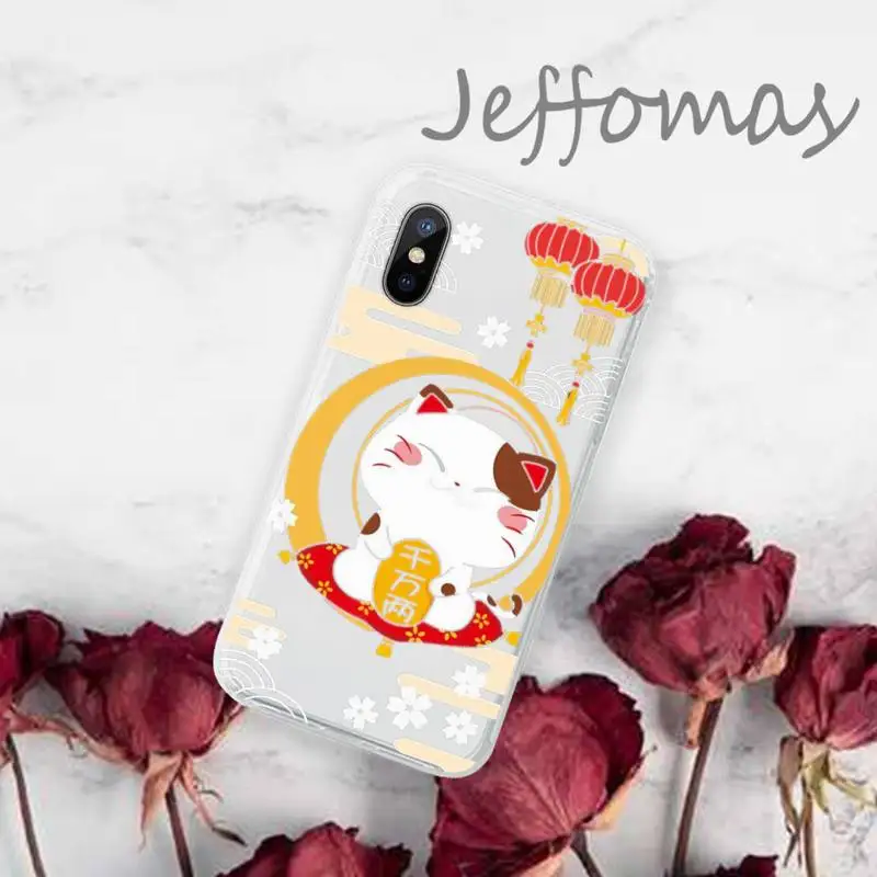 

Lucky Cat Phone Case Transparent for iPhone 11 12 mini pro XS MAX 8 7 6 6S Plus X 5S SE 2020 XR