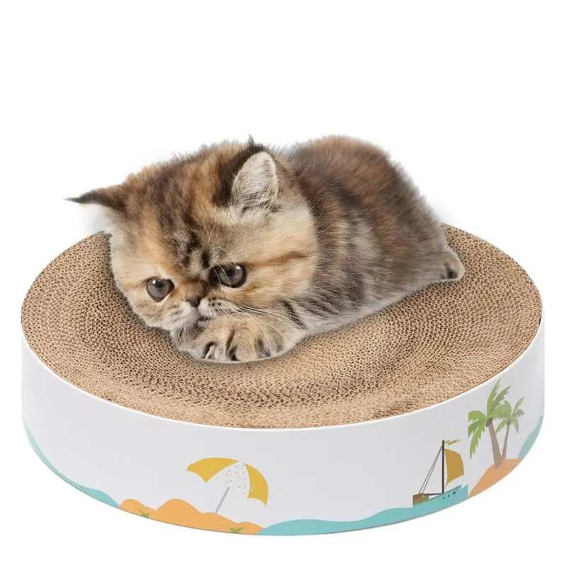 

Cat Scratching Corrugated Cardboard Pad Lounge Bed Round Scratch Pad Cat Kitten Scratcher Rest Bed with Catnip Prevents Furnitur