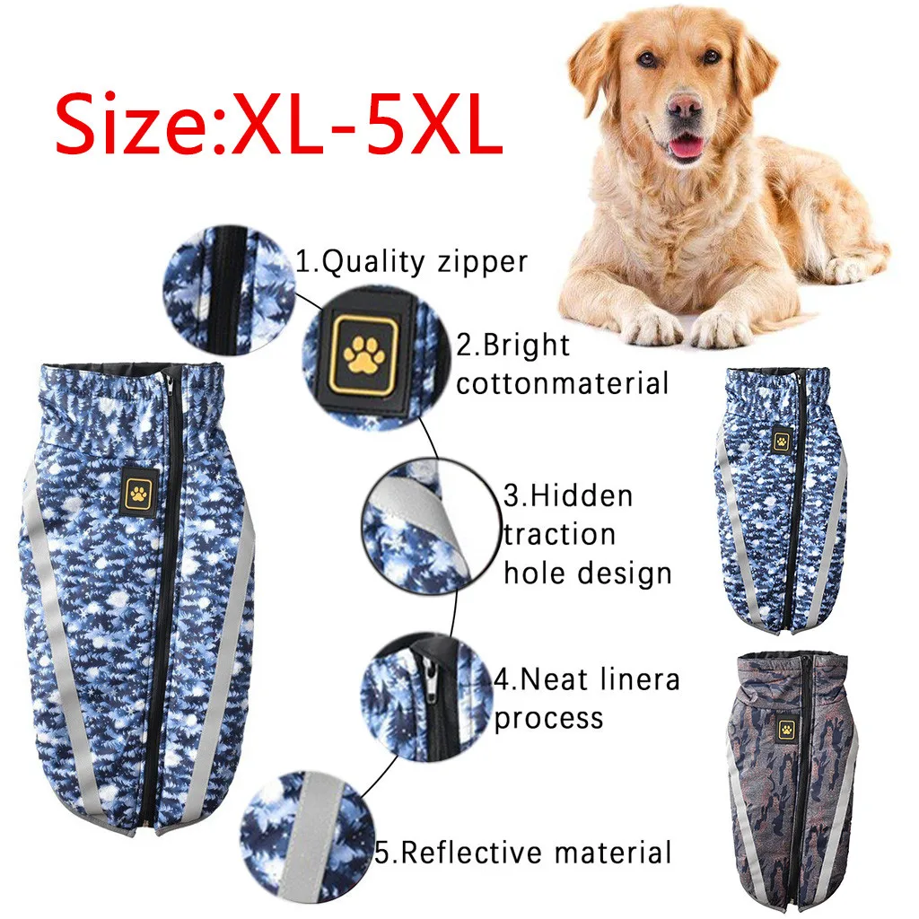Модное светоотражающее водонепроницаемое пальто для домашних животных зимнее