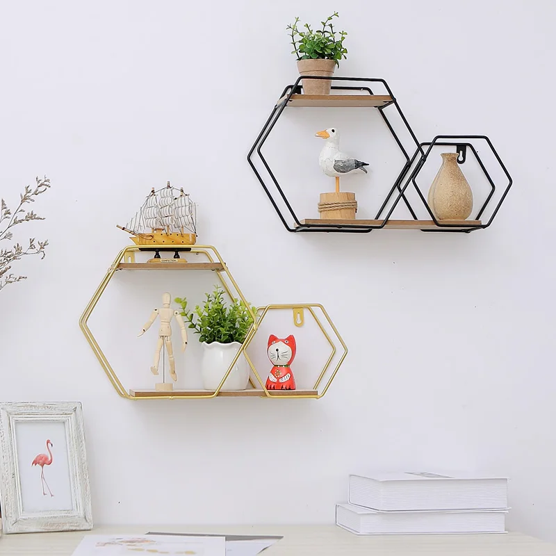 Скандинавский металлический шестигранный стеллаж для хранения железная