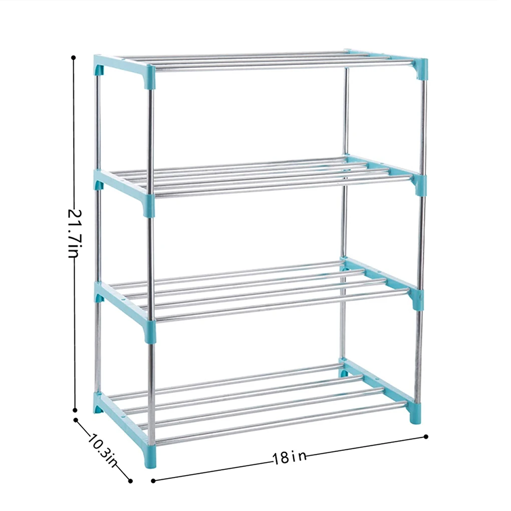 

Shoe Rack 4 Tiers Detachable Dustproof Metal Plastic Shoe Cabinet Home Standing Space-Saving Stand Holder Shoes Organizer