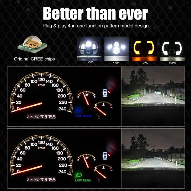 

200W 7X6Inch 5X7Inch C-Shape LED Headlight Car Light for Chevrolet Jeep Wrangler YJ Cherokee XJ Car Accessories