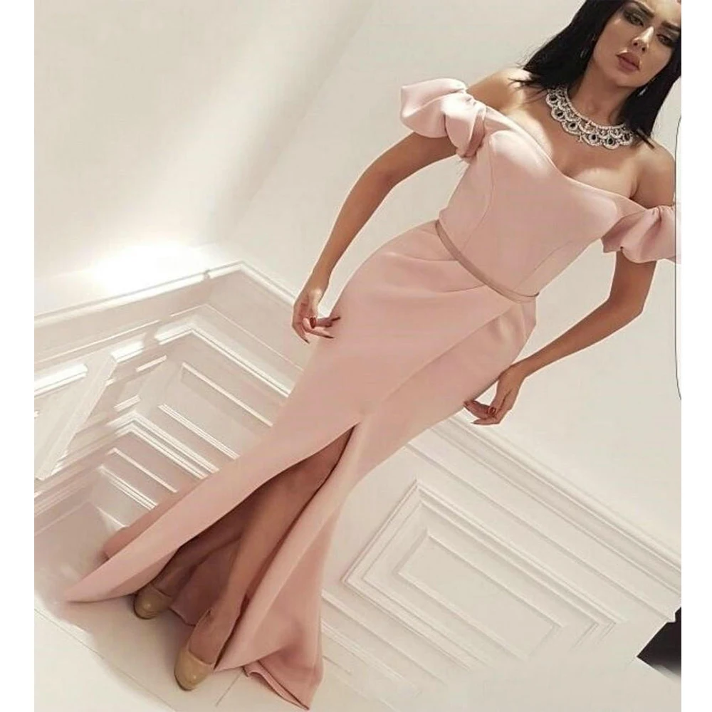 

Вечернее платье с открытыми плечами и разрезом сбоку; Платье русалки с коротким рукавом; Официальная одежда для вечеринки; Платье для выпус...