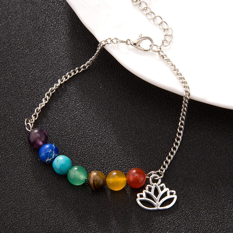 

YADA Gifts INS 2020 Luxury Chakra Bracelets&Bangles For Women Distance Bracelets Crystal Jewelry Rainbow Lotus Bracelet BT200053
