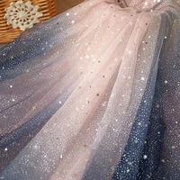 soft mesh bronzing star lace fabric glitter gauze fabric floral bridal wedding dress embroidery glitter sequins newest