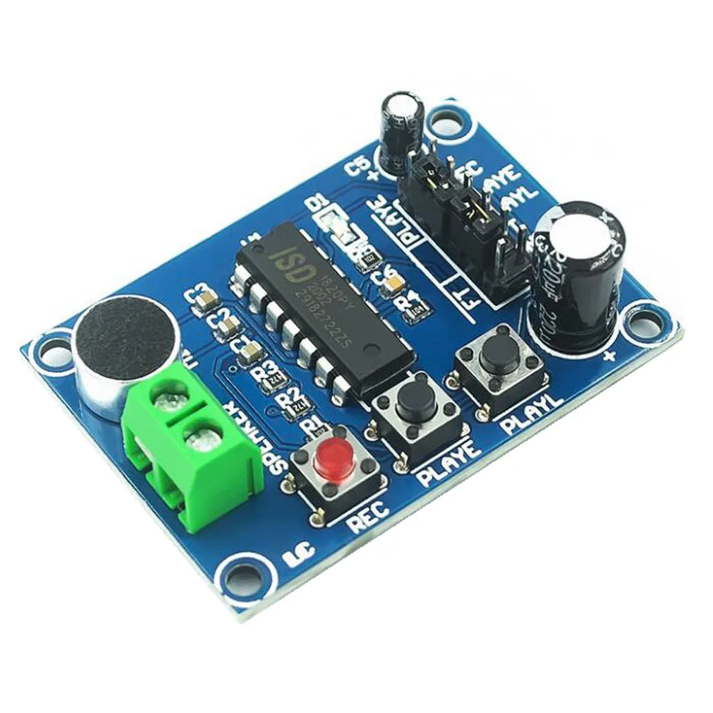 

ISD1820 Recording Voice Module Voice Module Recording and Playback Module Board with Microphone Head to Send 0.5W Speaker