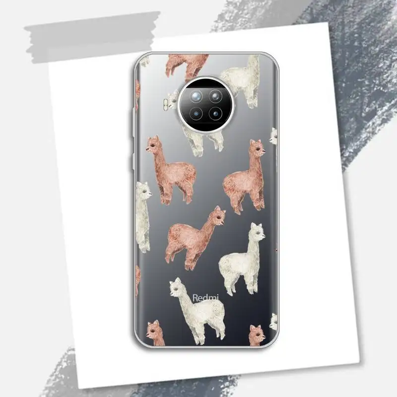 

Lovely animal cartoon Alpaca Phone Case Transparent for Xiaomi Redmi note 10 t 8 9 pro lite 11