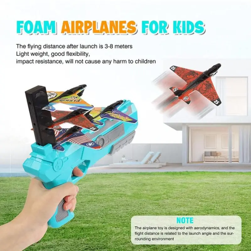 

Airplane Launcher Super Gun Catapult Plane One-Click Ejection with 4Pcs Foam Glider Outdoor Kid Toy for Christmas Surprise Gift