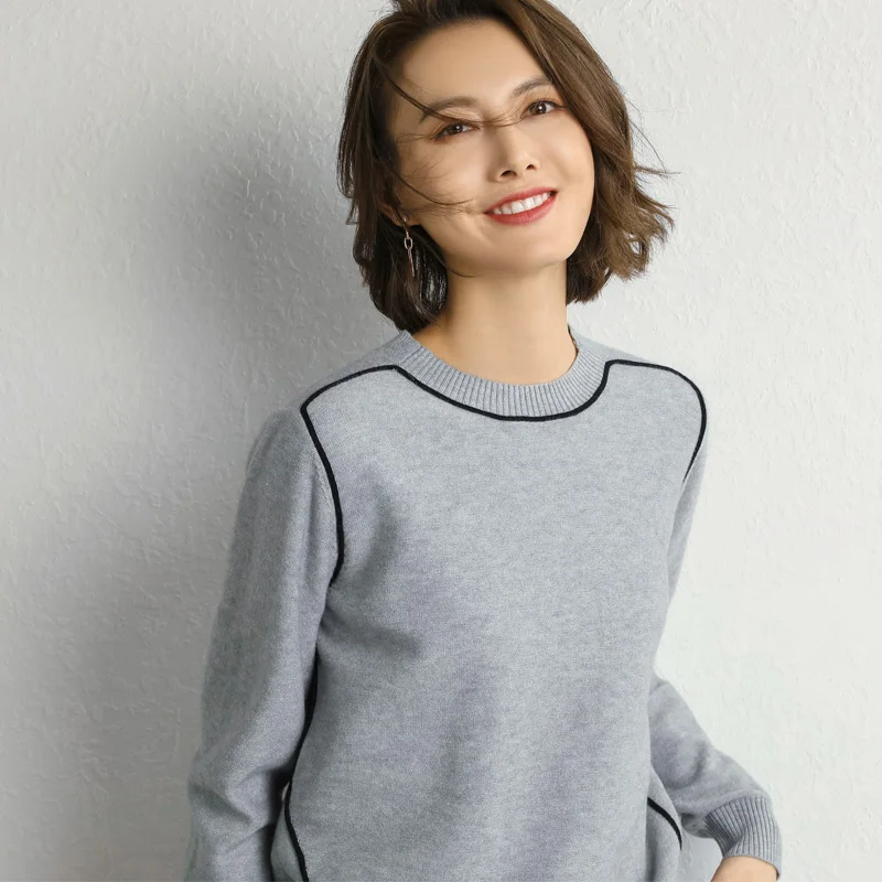Женский свитер с круглым вырезом свободный корейский стиль Осень-зима 2019 |