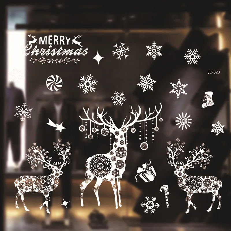 White Snowflake Christmas Glass Window Stickers Electrostatic Decoration Shopwinders Picture | Дом и сад