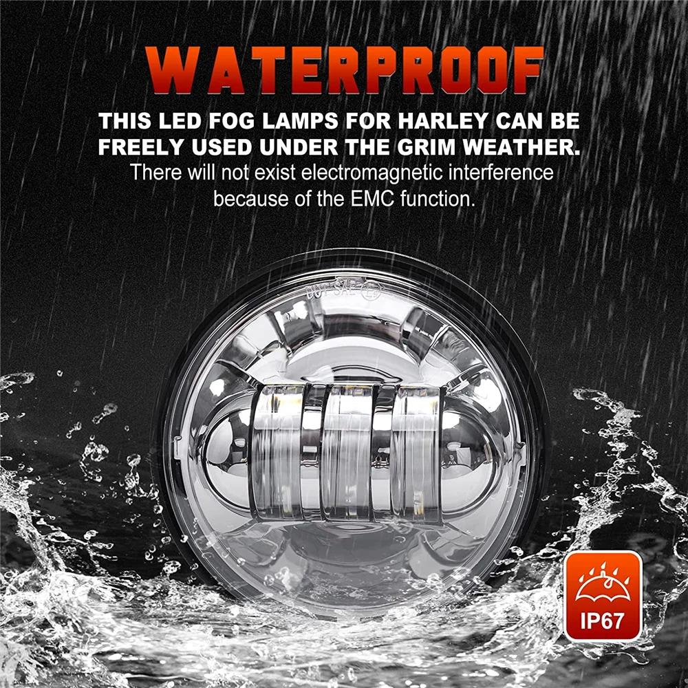 4 5 дюймов Харли светодиодная противотуманная фара мотоцикла Хром Черный