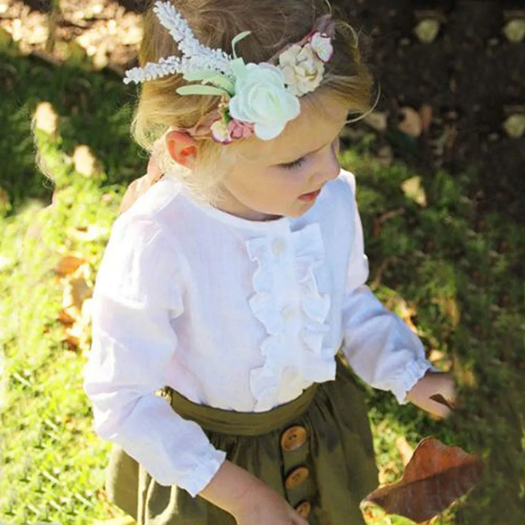 Комплект одежды для девочек сезон весна-осень белая рубашка + юбка комплект из 2