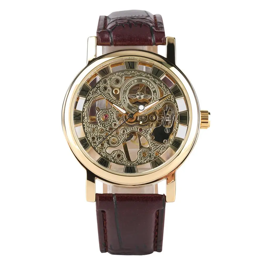 Роскошные Мужские автоматические механические часы сплав Скелетон наручные