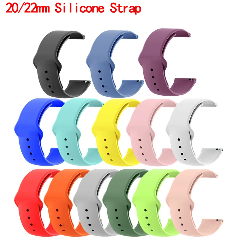 

20/22mm Silicone Strap for Xiaomi Huami Amazfit Bip bit Smart watch Strap 22mm watch band For Huawei watch 2/ Samsung Gear S3