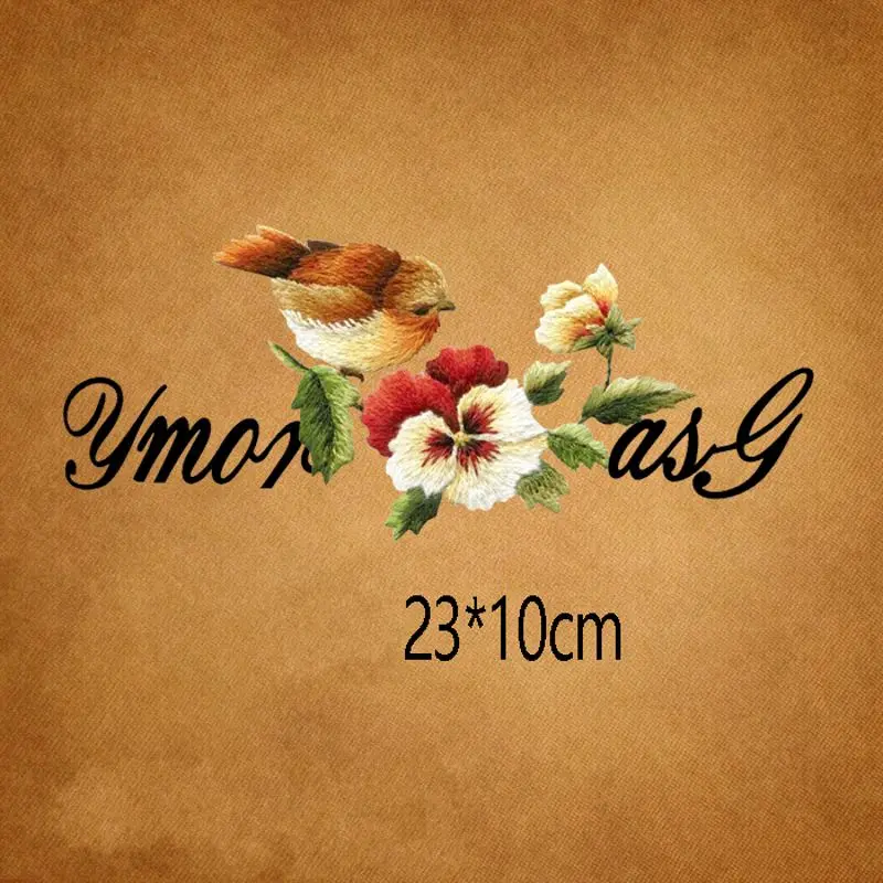 

23x10cm Flower bird Iron on Patches For DIY Heat Transfer Clothes T-shirt Thermal transfer stickers Decoration Printing