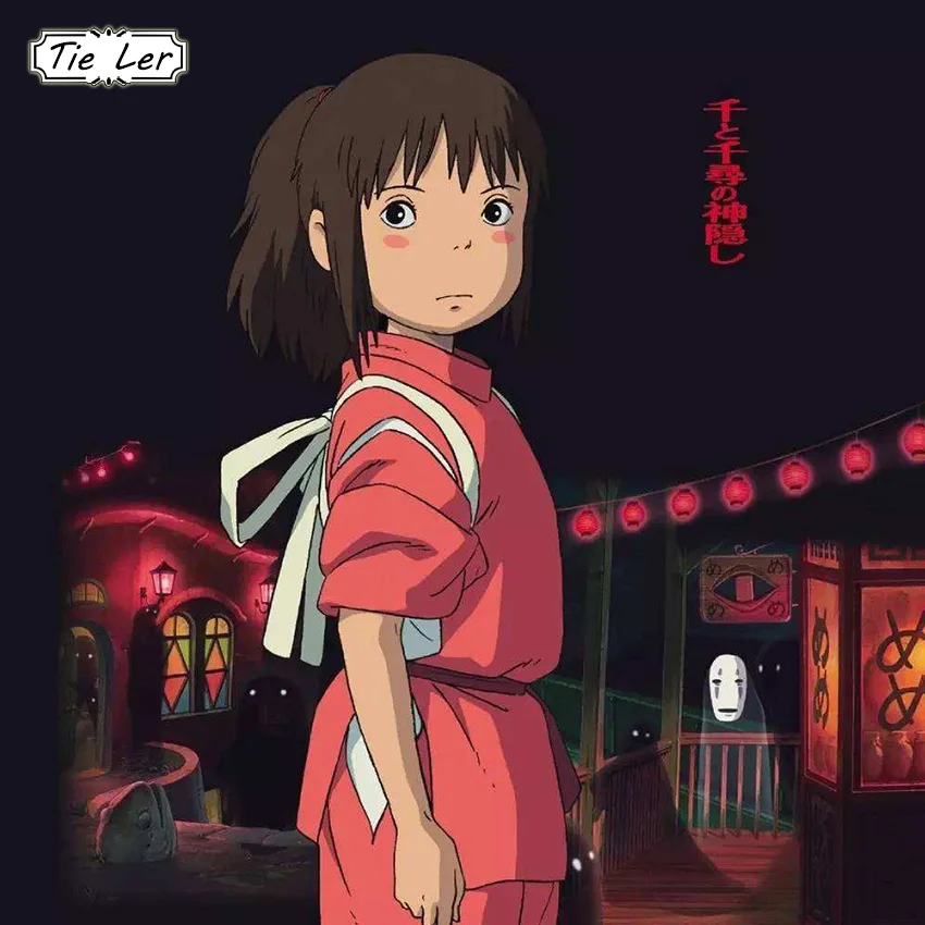 TIE LER Hayao Miyazaki Anime Movie Poster Home Decor Wall Sticker Kraft Paper Poster Cafe Bar Poster Retro Wall Sticker