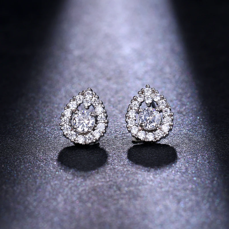 

Be8 Classic Waterdrop Round Cut AAA Cubic Zirconia Stud Earrings Small Jewelry Wedding Party GIfts Wholesale AE63