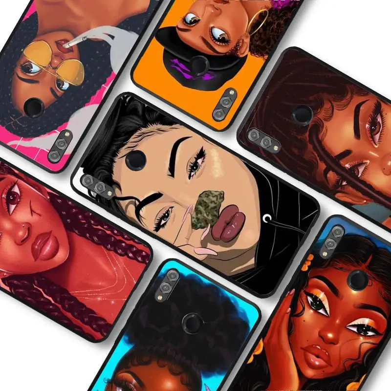 

Fashion Black Girls Phone Case For Huawei honor10Lite 10i 20 8x 10 Honor9lite 9xpro Coque