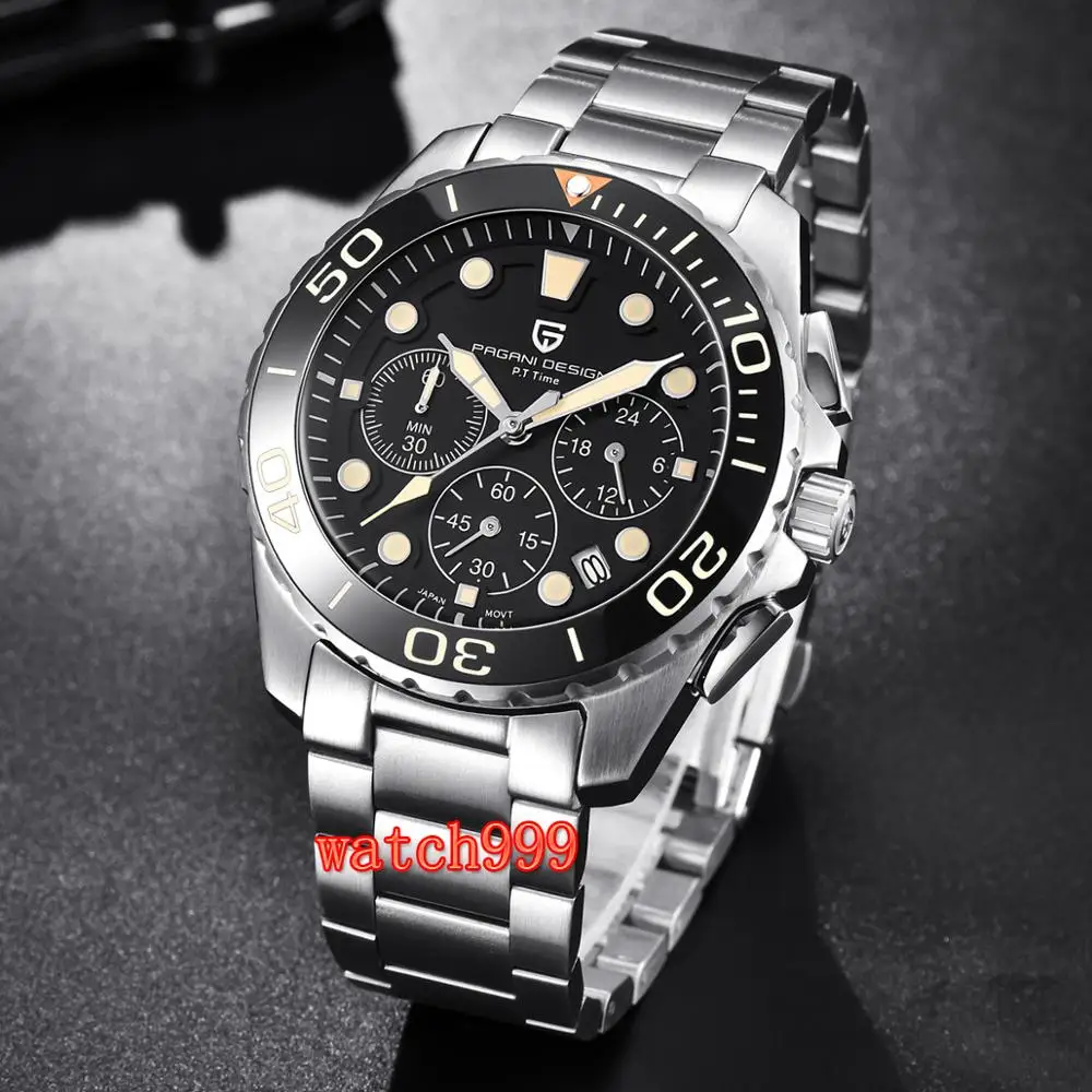PAGANI 43 мм дизайн Новый Топ Роскошные водонепроницаемые мужские кварцевые часы