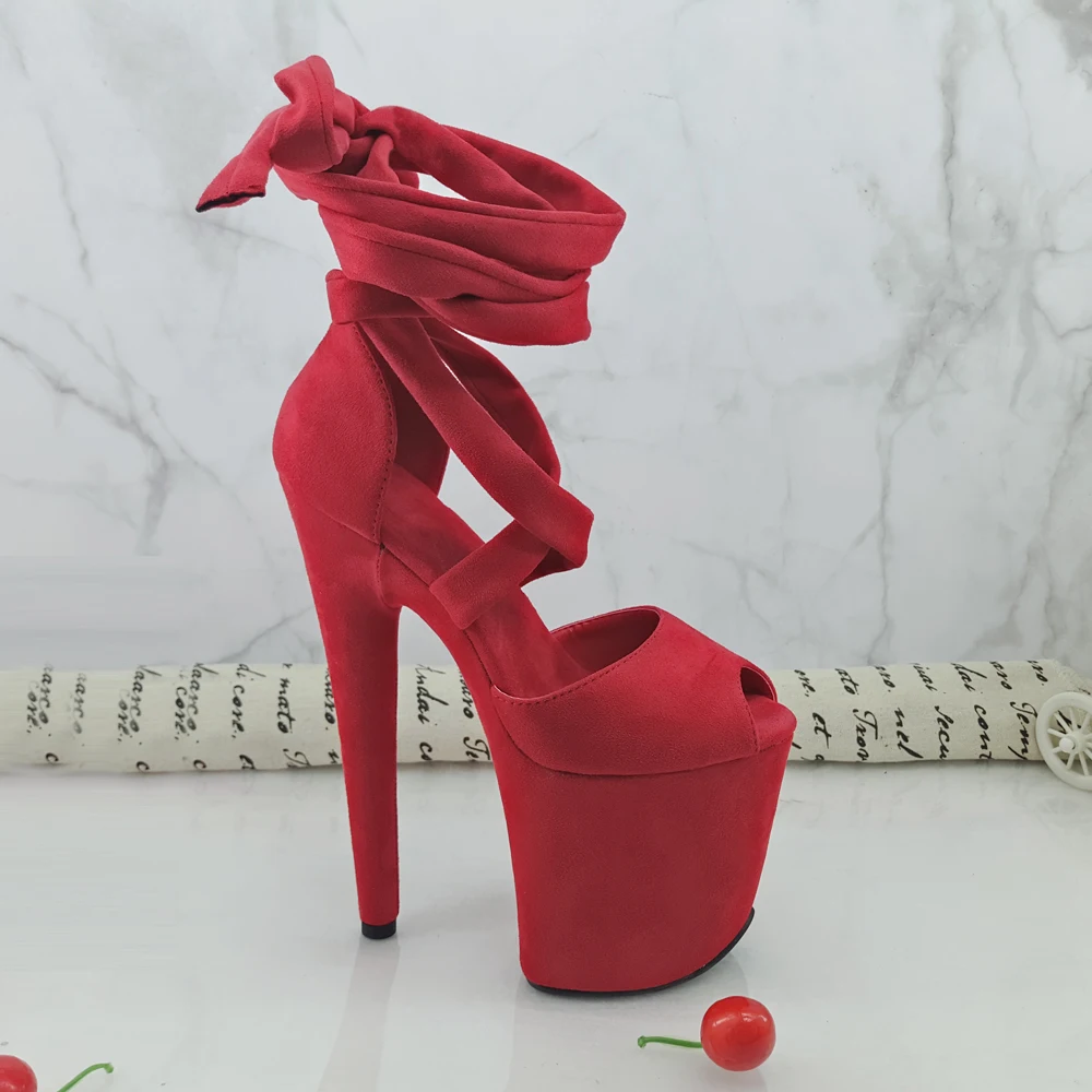 Leecabe 8Inch/20cm Women's Platform Sandals party High Heels Shoes Pole Dancing Shoes - Цвет: Red As Picture