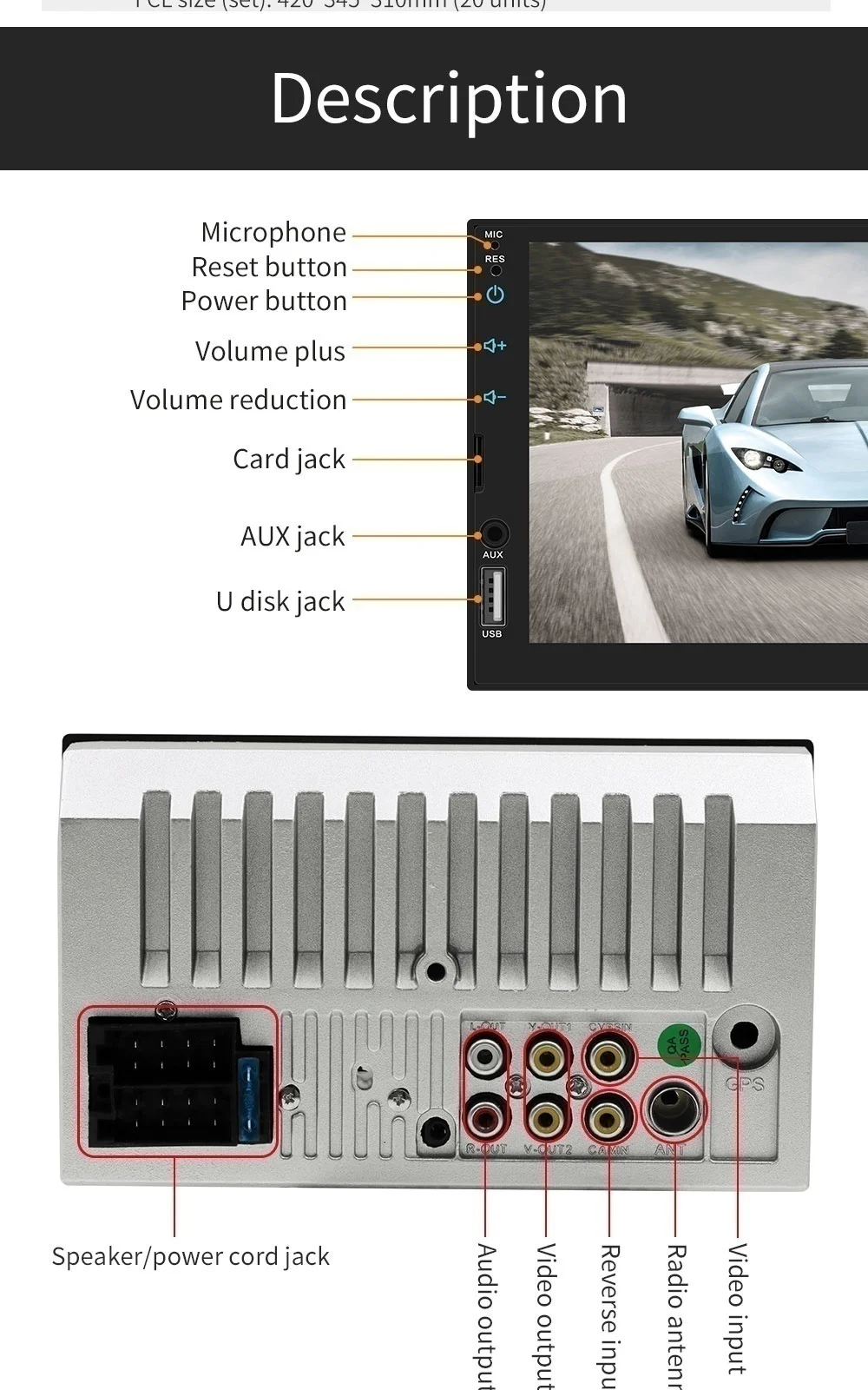 HD " Авторадио 2 din Автомобильная магнитола сенсорный экран Аудио Bluetooth Камера заднего вида MP3 MP5 мультимедийный плеер