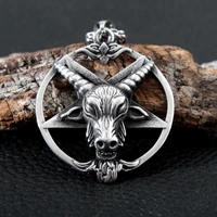 vintage pentagram satan goat necklace pendant stainless steel baphomet satan symbol necklace for men women fashion pagan jewelry