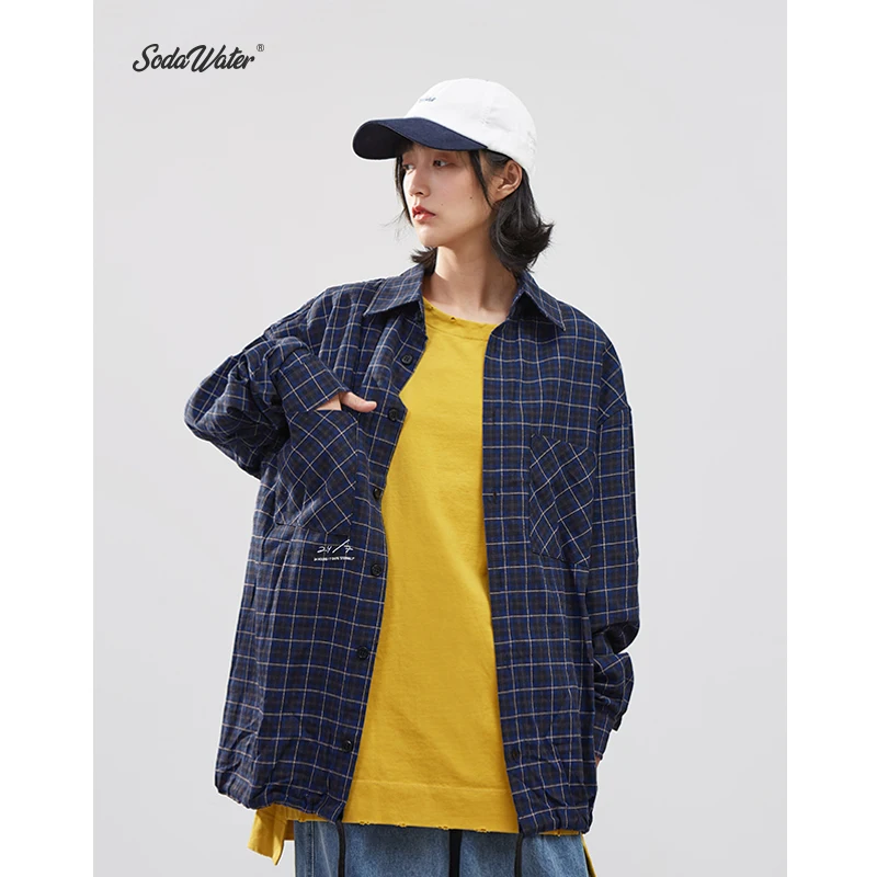 Мужская классическая рубашка SODAWATER хлопковая с длинным рукавом и принтом в стиле