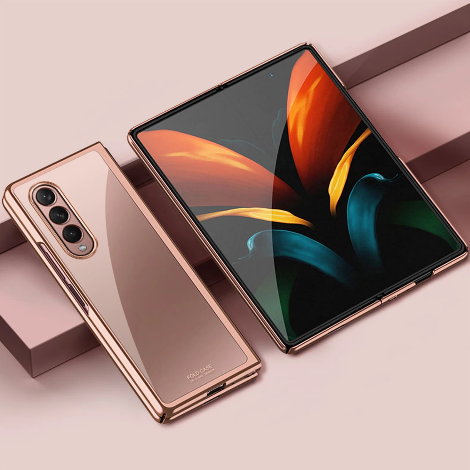 Z Fold 3 5G Case Luxury Plating Clear Transparent PC Hard Back Cover Capa For Samsung Galaxy Z Fold 2 Fold3 Full Protector Cover