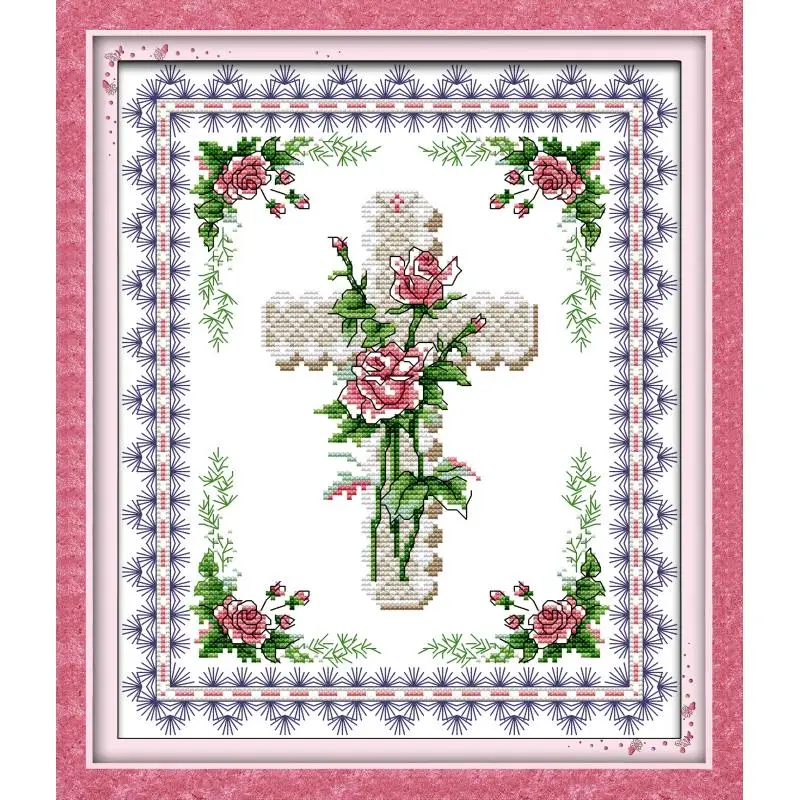 Joy Sunday Rose & Cross Счетный набор крестиков 11 14CT Сделай Сам Вышивка крестиком рукоделие