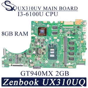 kefu ux310uv laptop motherboard for asus zenbook ux310uq ux310uqk ux310u original mainboard 8gb ram i5 6200u gt940mx 2gb free global shipping