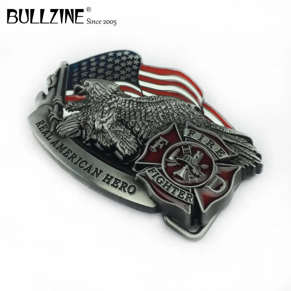 Bullzine оптовая продажа цинковый сплав пряжка пожарного отдела Оловянная отделка FP