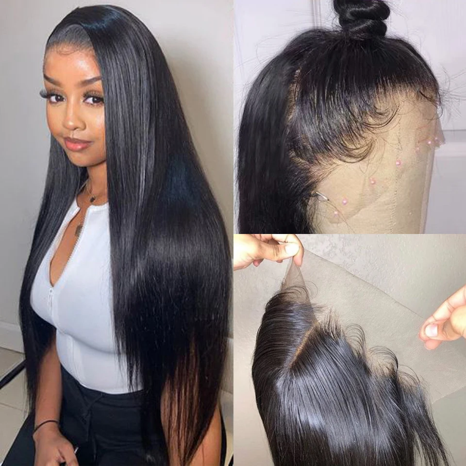 150% плотность прямые человеческие волосы парики натуральный цвет бразильские Remy