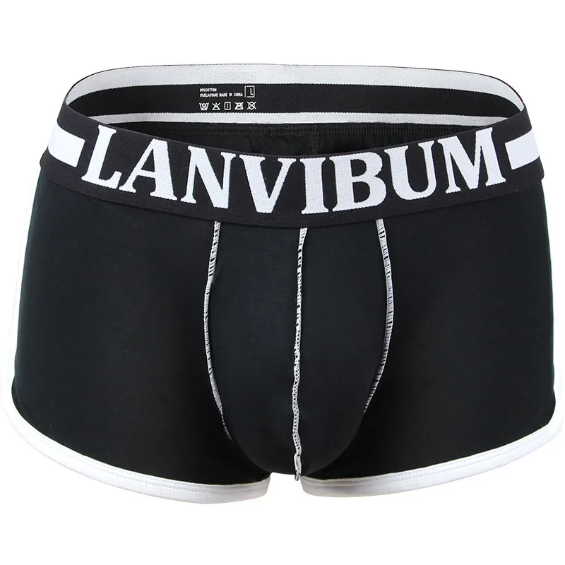 LANVIBUM мужские трусы боксеры cueca хлопковые Лоскутные Мягкие Трусы Шорты Мужские