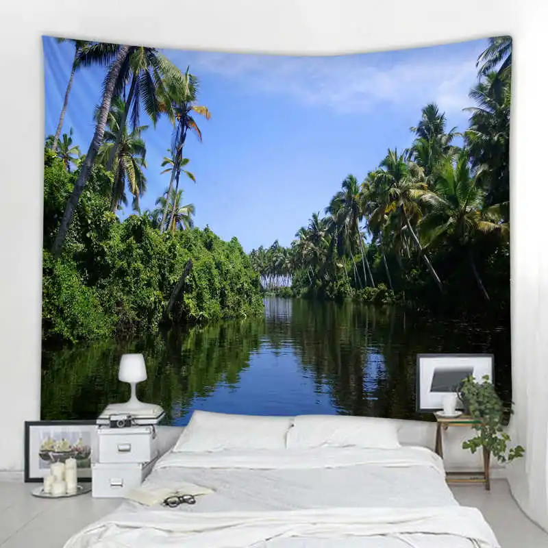 

Coconut Forest Tapestry Bohemian Wall Hanging Dream Hanging Cloth Mandala Printed Tapestry Living Room Bedroom Home Decor