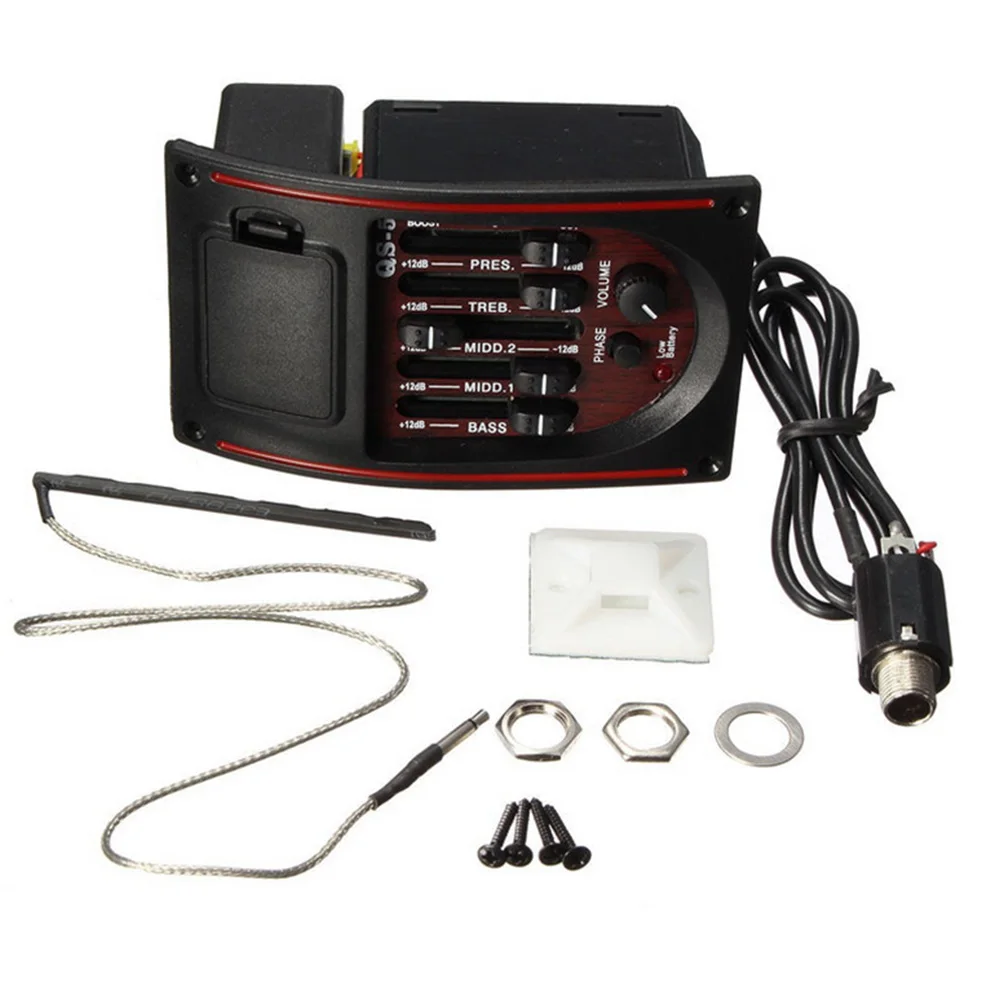 Multifunctional Guitar Pickup Sound Tone Equalizer Accurate Amplifier Tools Instrument Easy Install Portable Preamp 5 Band Tuner | Спорт и