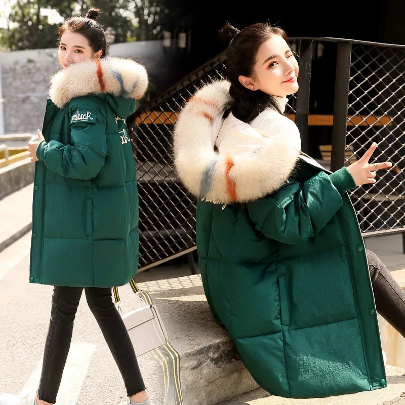 

Long Fund Loose Cotton-padded Clothes Woman Colour Heavy Seta Lead Even Cotton Cap 2019 Winter Clothes School Wind Cotton-padded