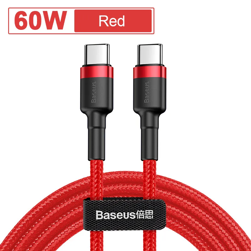 Кабель Baseus USB C к usb type C для Xiaomi Redmi Note 8 Pro Quick Charge 4,0 PD 100W быстрая зарядка для MacBook Pro зарядный кабель - Цвет: Red 60W Cable