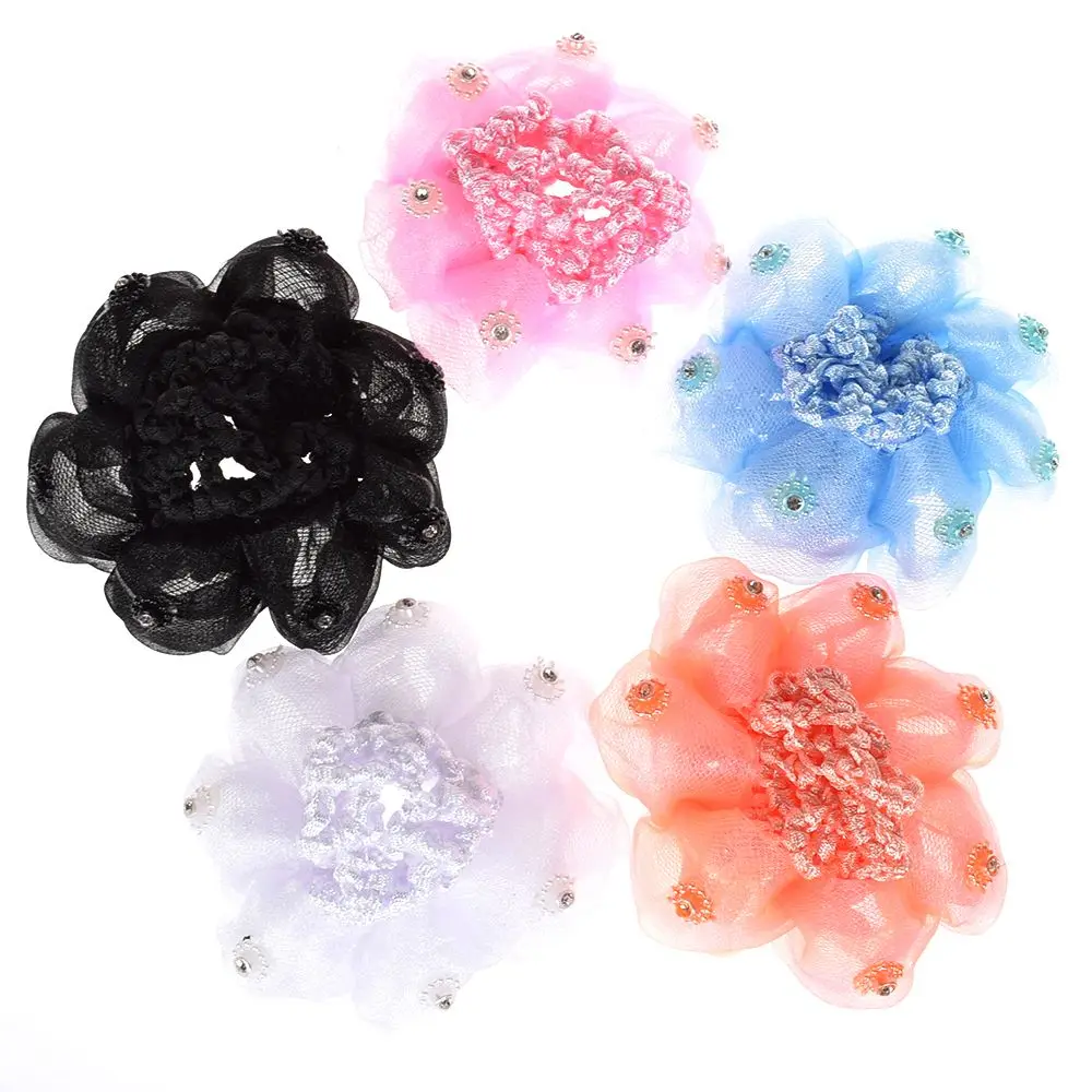 Fashion Flower Show Disc Hair Net Girl Kid Ballet Dance Skating Snoods ElasticTie Bun Cover Black Headwear Styling Accessory | Аксессуары