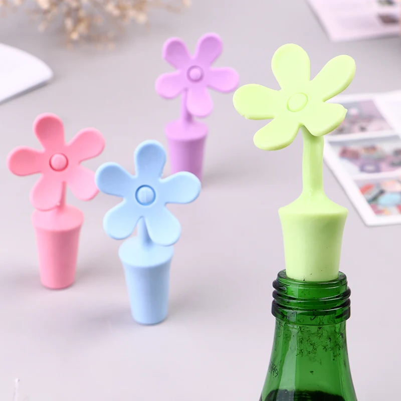 

2pcs Silicone Wine Beverage Bottle Cap Leak Proof Champagne Bottles Sealer Stoppers Flower Cork Wine Stopper
