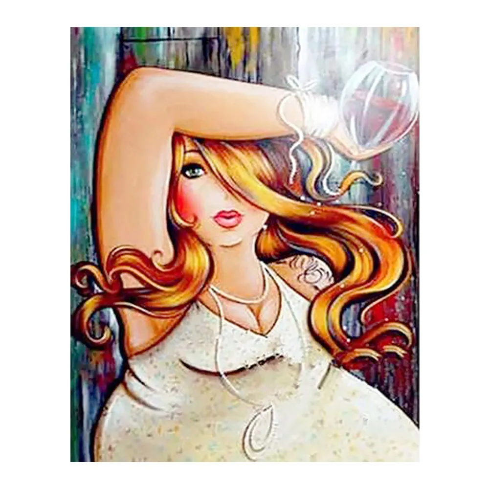 

Алмазная живопись 5D «сделай сам» с изображением полных женщин, винный портрет, вышивка крестиком, полная выкладка, Новая мозаика, вышивка, п...