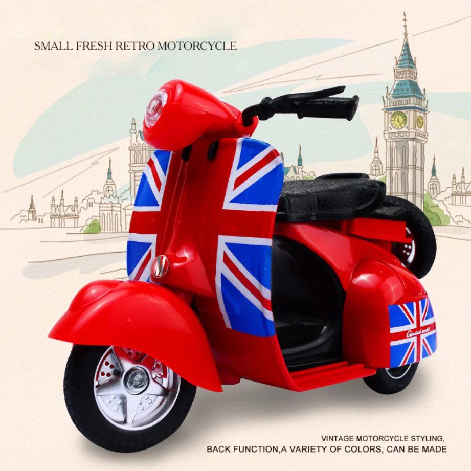 Горячие 1:12 Масштаб vespa металлическая модель с светильник и звук литья отступить