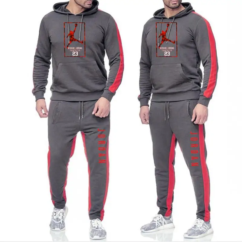 New Tracksuit men hoodie Set off white Sportswear Sets Fleece sweatshirt suit Jordan 23 stripes Sweatpants Malechandal hombre |